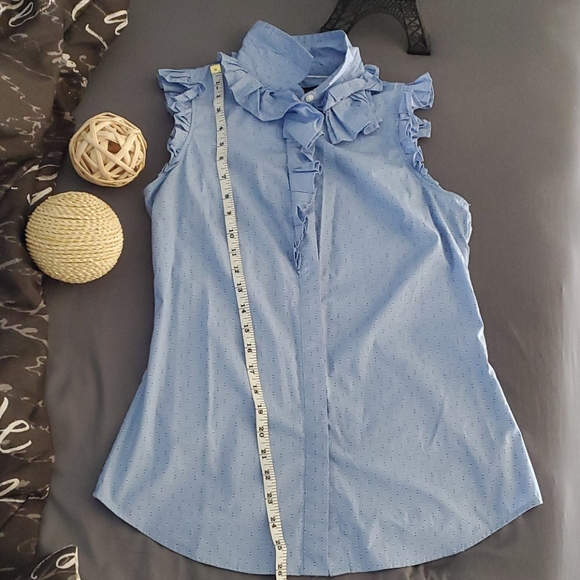 BANANA REPUBLIC blue ruffled Riley sleeveles top - Picture 5 of 8
